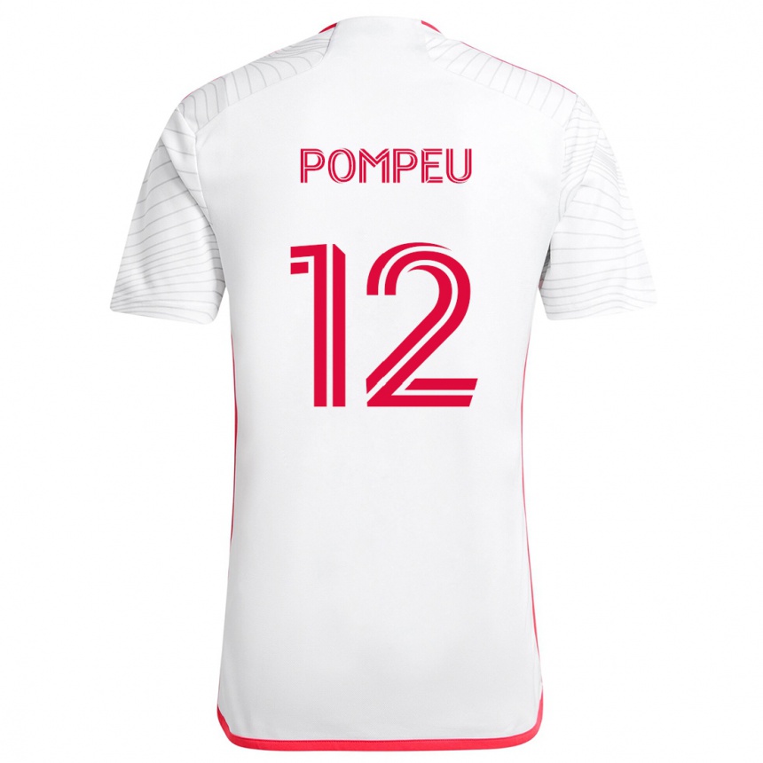 Kinder Fußball Célio Pompeu #12 Weiß Rot Auswärtstrikot Trikot 2024/25 T-Shirt Luxemburg