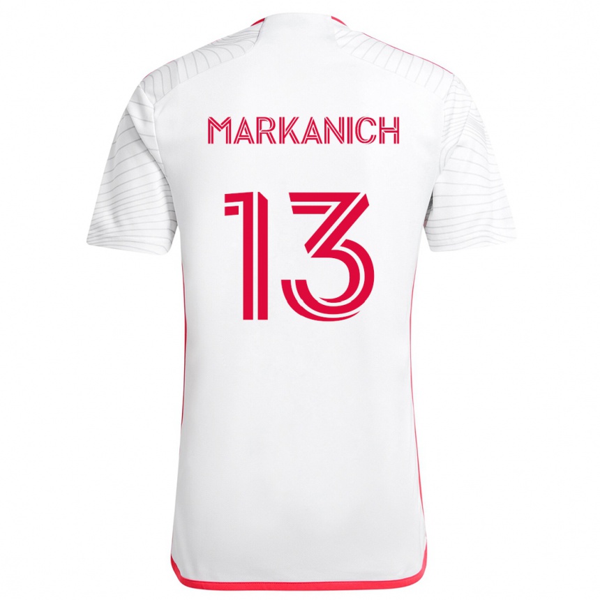 Kinder Fußball Anthony Markanich #13 Weiß Rot Auswärtstrikot Trikot 2024/25 T-Shirt Luxemburg