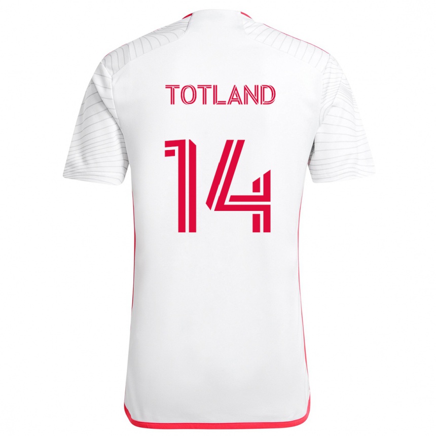 Kinder Fußball Tomas Totland #14 Weiß Rot Auswärtstrikot Trikot 2024/25 T-Shirt Luxemburg