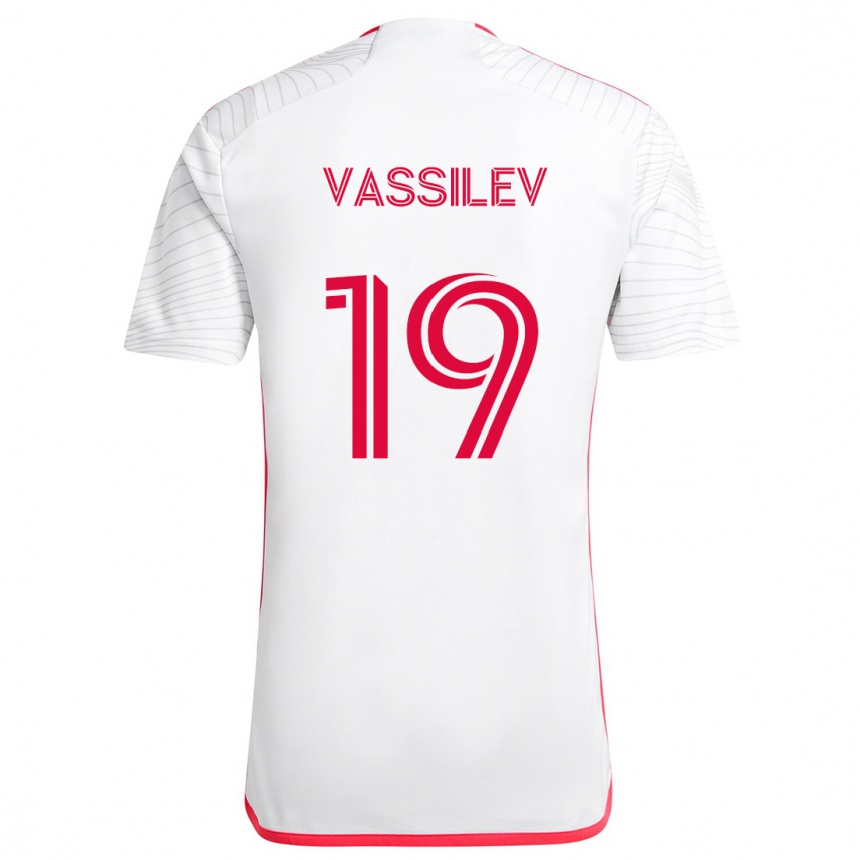 Kinder Fußball Indiana Vassilev #19 Weiß Rot Auswärtstrikot Trikot 2024/25 T-Shirt Luxemburg