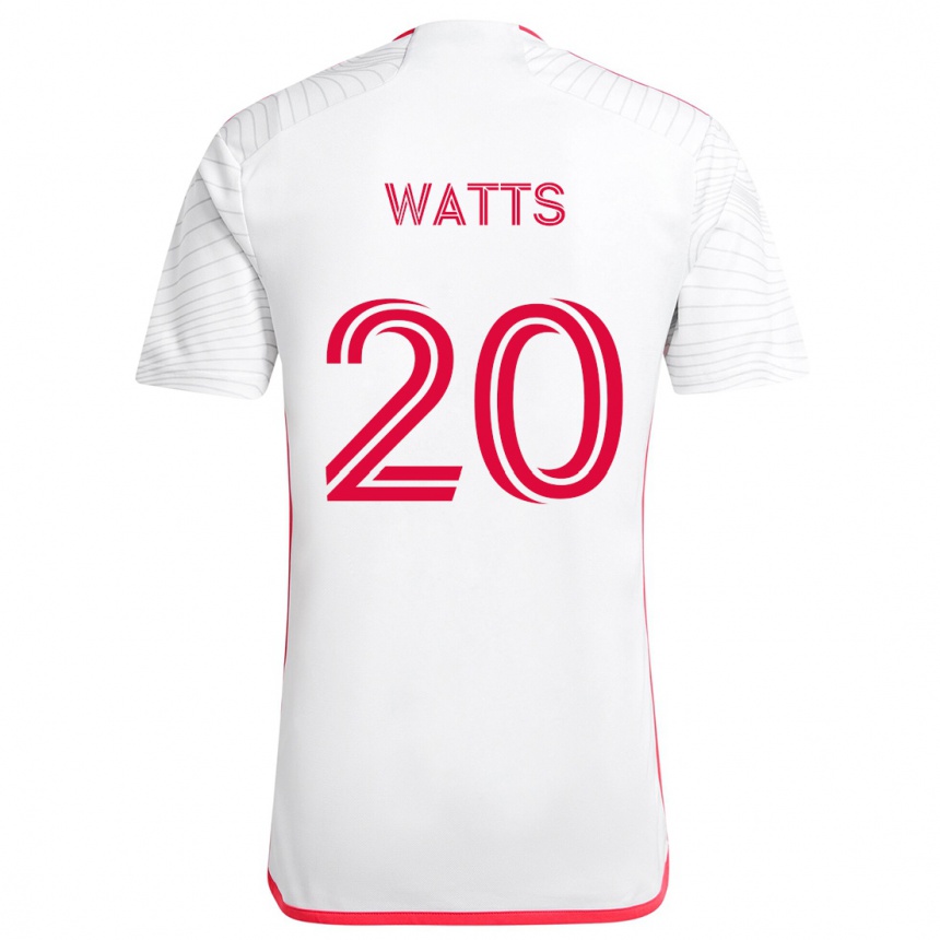 Kinder Fußball Akil Watts #20 Weiß Rot Auswärtstrikot Trikot 2024/25 T-Shirt Luxemburg