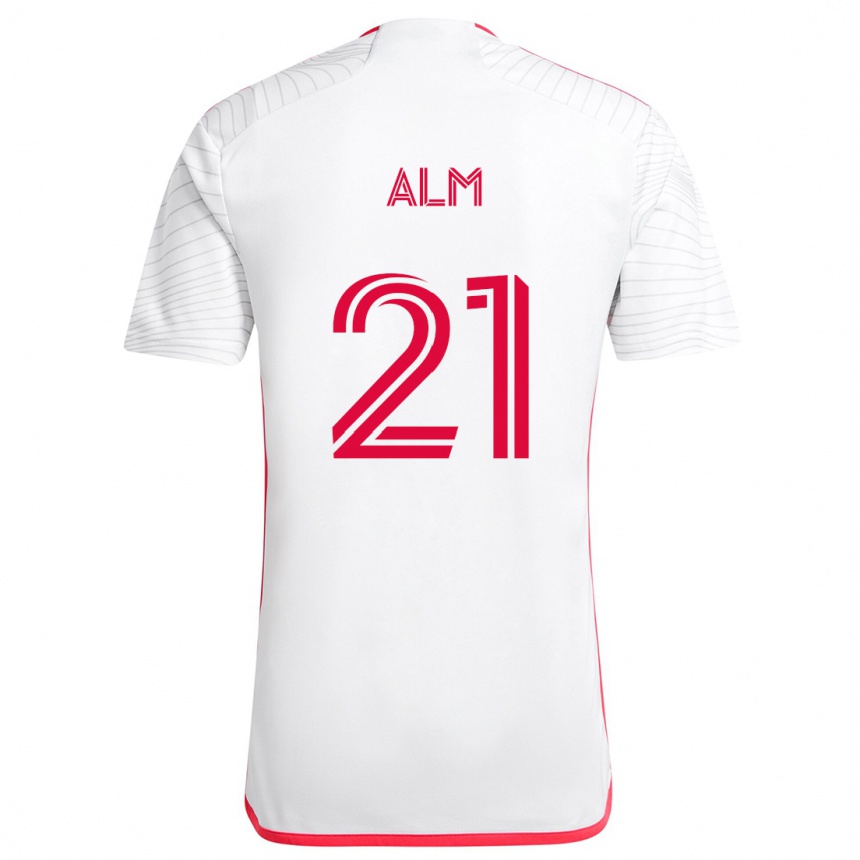 Kinder Fußball Rasmus Alm #21 Weiß Rot Auswärtstrikot Trikot 2024/25 T-Shirt Luxemburg