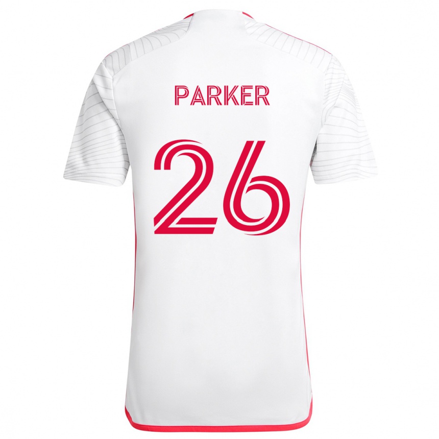 Kinder Fußball Tim Parker #26 Weiß Rot Auswärtstrikot Trikot 2024/25 T-Shirt Luxemburg