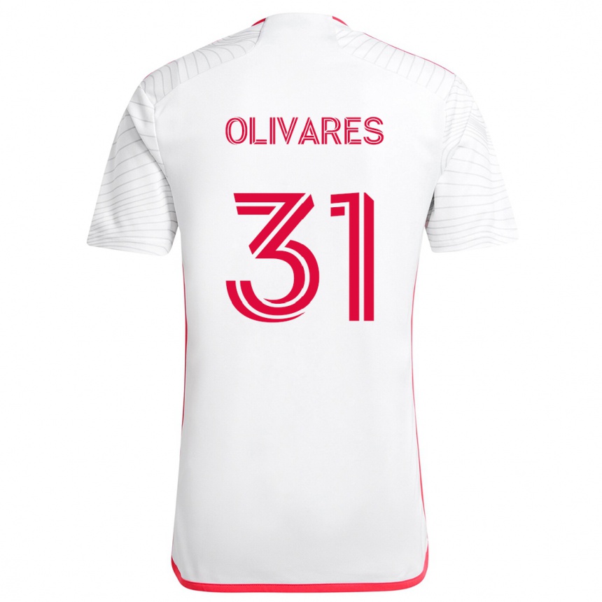 Kinder Fußball Christian Olivares #31 Weiß Rot Auswärtstrikot Trikot 2024/25 T-Shirt Luxemburg