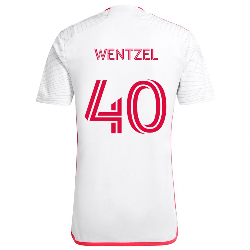 Kinder Fußball Michael Wentzel #40 Weiß Rot Auswärtstrikot Trikot 2024/25 T-Shirt Luxemburg