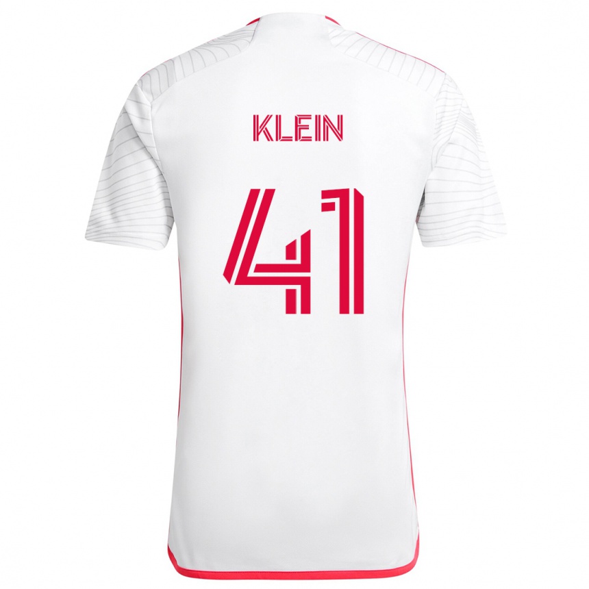 Kinder Fußball Johnny Klein #41 Weiß Rot Auswärtstrikot Trikot 2024/25 T-Shirt Luxemburg