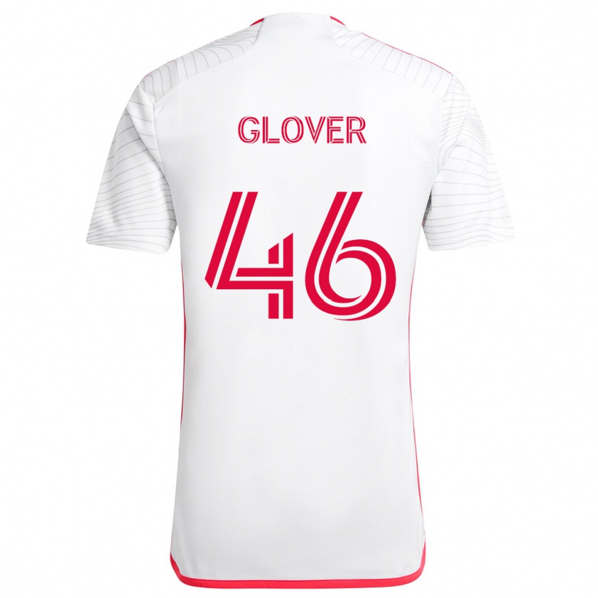 Kinder Fußball Caden Glover #46 Weiß Rot Auswärtstrikot Trikot 2024/25 T-Shirt Luxemburg