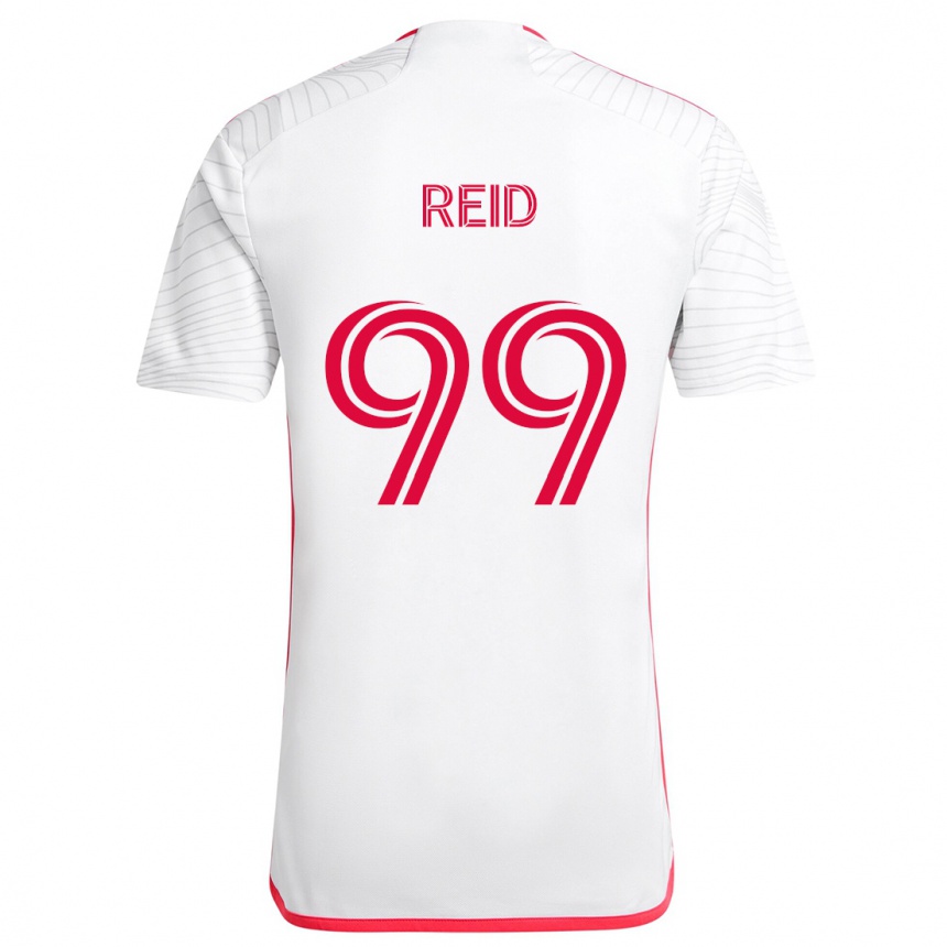 Kinder Fußball Jayden Reid #99 Weiß Rot Auswärtstrikot Trikot 2024/25 T-Shirt Luxemburg