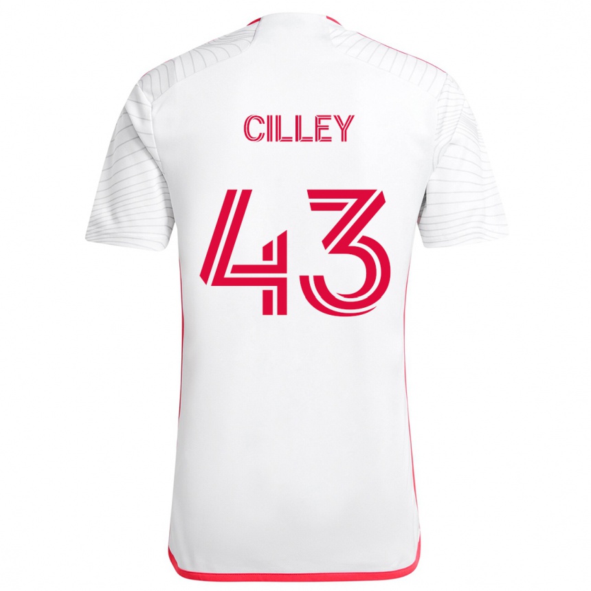 Kinder Fußball Cam Cilley #43 Weiß Rot Auswärtstrikot Trikot 2024/25 T-Shirt Luxemburg