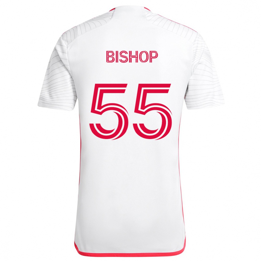 Kinder Fußball Nick Bishop #55 Weiß Rot Auswärtstrikot Trikot 2024/25 T-Shirt Luxemburg