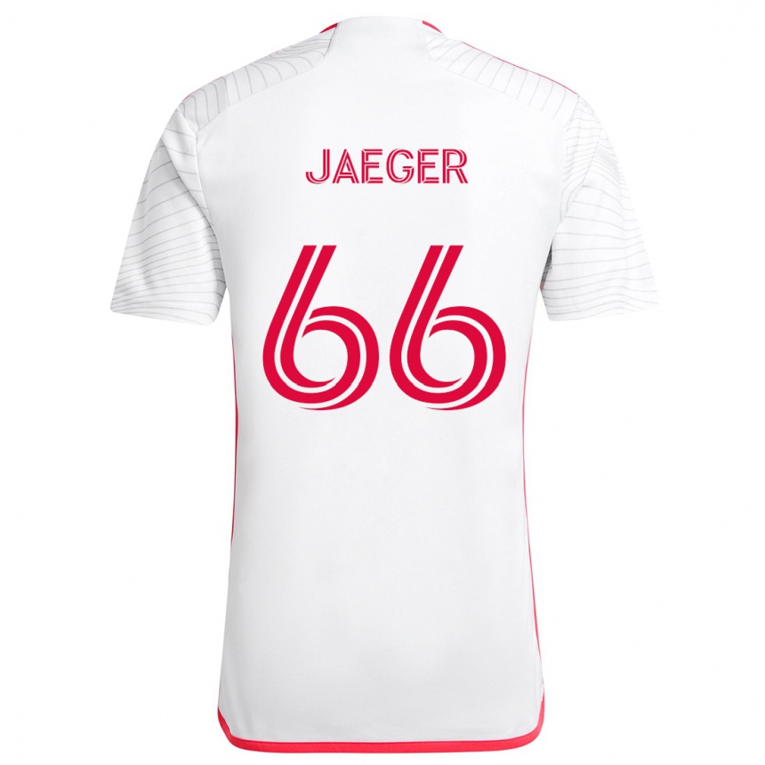 Kinder Fußball Kai Jaeger #66 Weiß Rot Auswärtstrikot Trikot 2024/25 T-Shirt Luxemburg