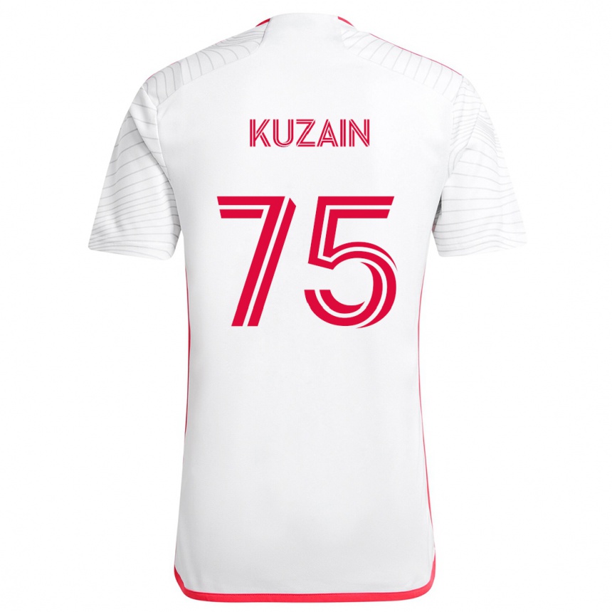 Kinder Fußball Wan Kuzain #75 Weiß Rot Auswärtstrikot Trikot 2024/25 T-Shirt Luxemburg