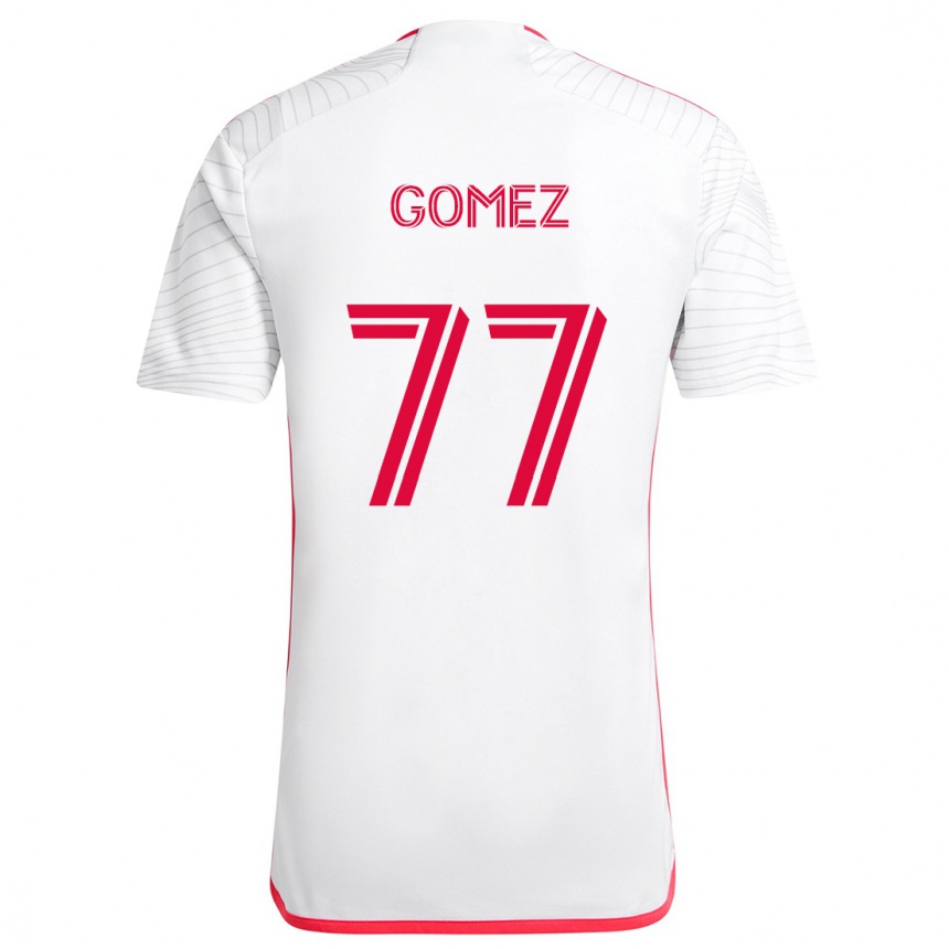 Kinder Fußball Sam Gomez #77 Weiß Rot Auswärtstrikot Trikot 2024/25 T-Shirt Luxemburg