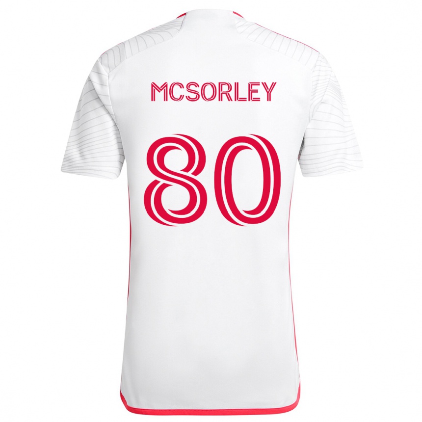 Kinder Fußball Brendan Mcsorley #80 Weiß Rot Auswärtstrikot Trikot 2024/25 T-Shirt Luxemburg