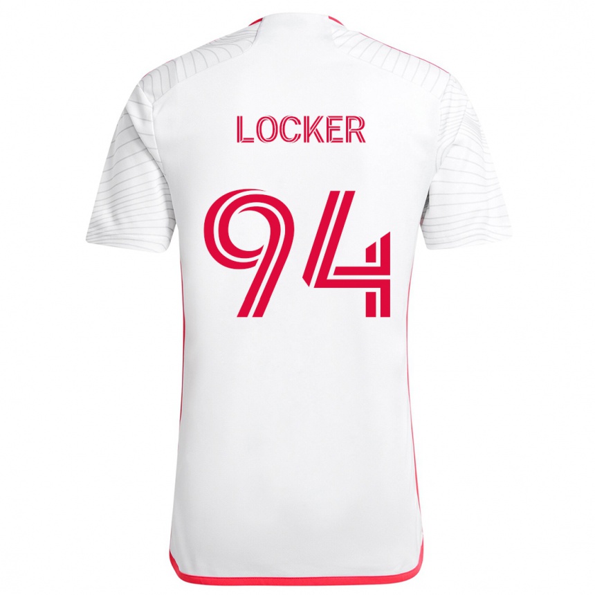 Kinder Fußball Carson Locker #94 Weiß Rot Auswärtstrikot Trikot 2024/25 T-Shirt Luxemburg