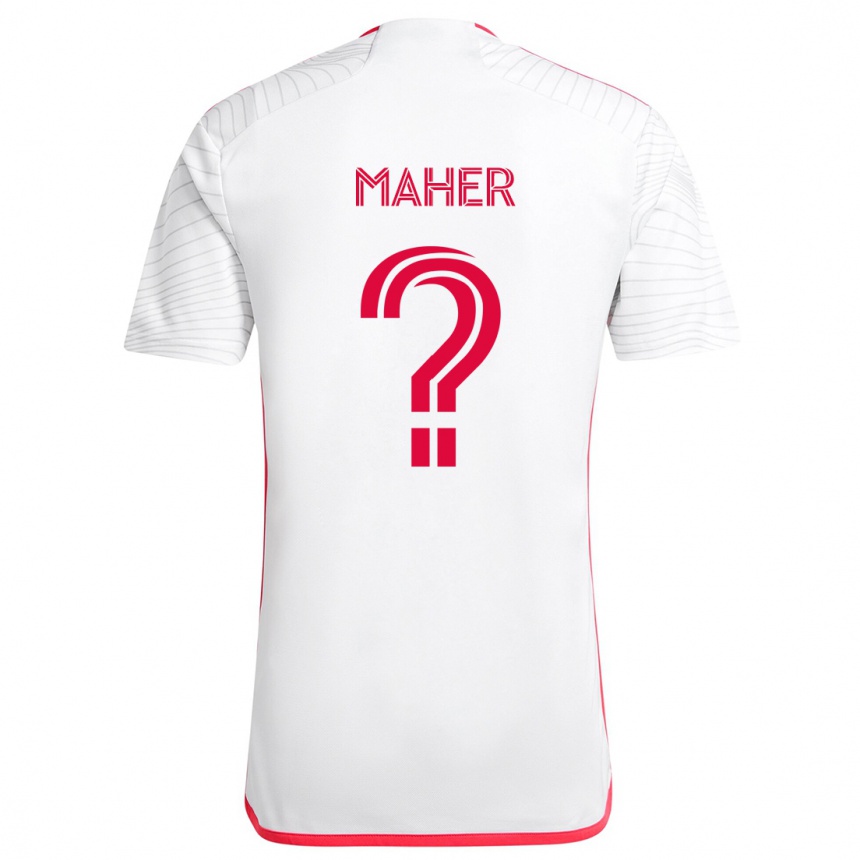 Kinder Fußball Josh Maher #0 Weiß Rot Auswärtstrikot Trikot 2024/25 T-Shirt Luxemburg