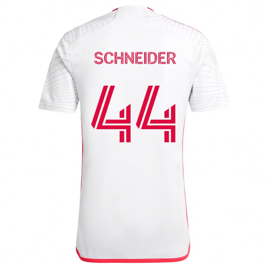 Kinder Fußball Max Schneider #44 Weiß Rot Auswärtstrikot Trikot 2024/25 T-Shirt Luxemburg