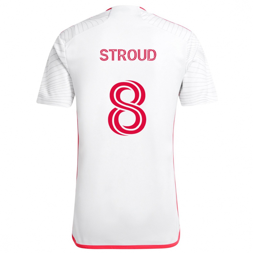 Kinder Fußball Jared Stroud #8 Weiß Rot Auswärtstrikot Trikot 2024/25 T-Shirt Luxemburg