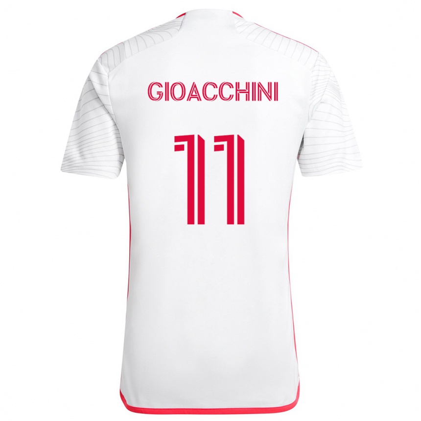 Kinder Fußball Nicholas Gioacchini #11 Weiß Rot Auswärtstrikot Trikot 2024/25 T-Shirt Luxemburg