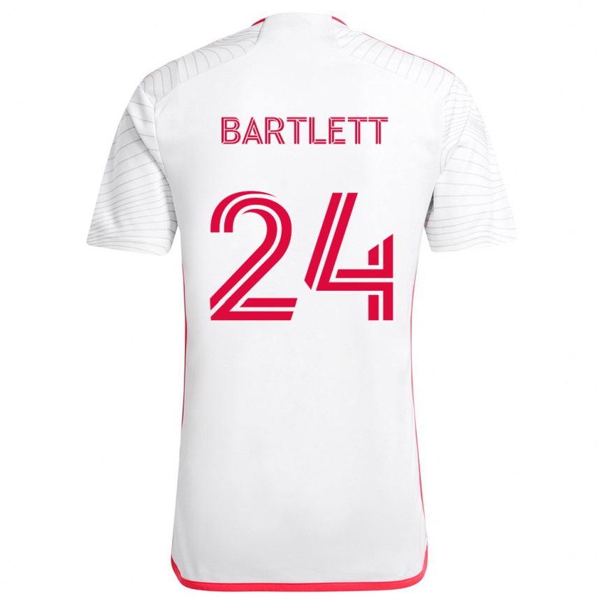 Kinder Fußball Lucas Bartlett #24 Weiß Rot Auswärtstrikot Trikot 2024/25 T-Shirt Luxemburg