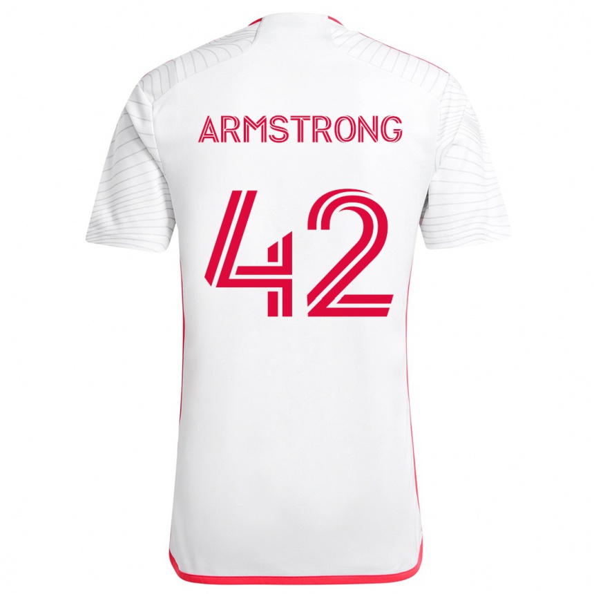 Kinder Fußball Ezra Armstrong #42 Weiß Rot Auswärtstrikot Trikot 2024/25 T-Shirt Luxemburg