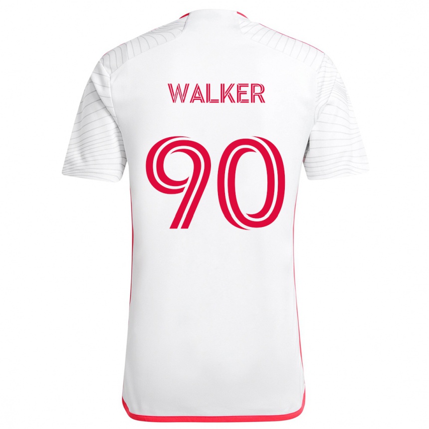 Kinder Fußball Eric Walker #90 Weiß Rot Auswärtstrikot Trikot 2024/25 T-Shirt Luxemburg