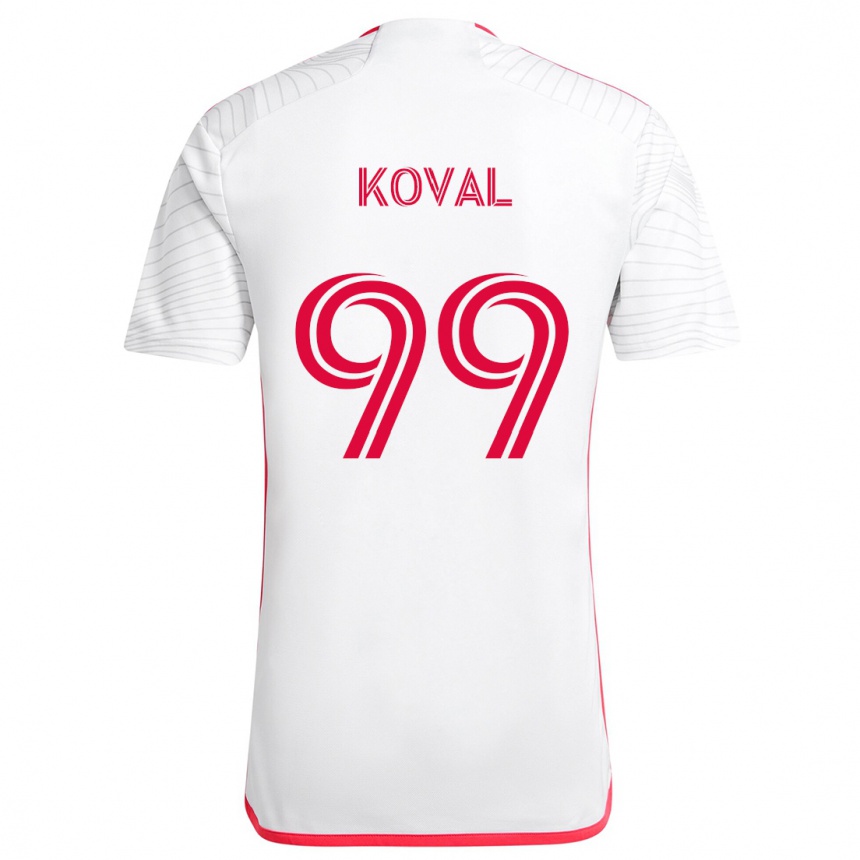 Kinder Fußball Stanislav Koval #99 Weiß Rot Auswärtstrikot Trikot 2024/25 T-Shirt Luxemburg