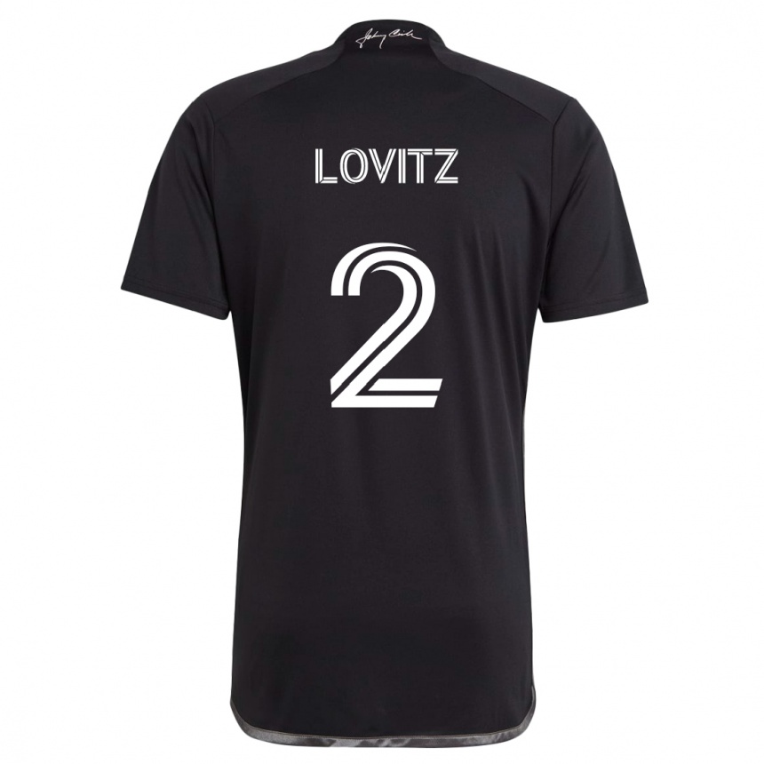 Kinder Fußball Daniel Lovitz #2 Schwarz Auswärtstrikot Trikot 2024/25 T-Shirt Luxemburg