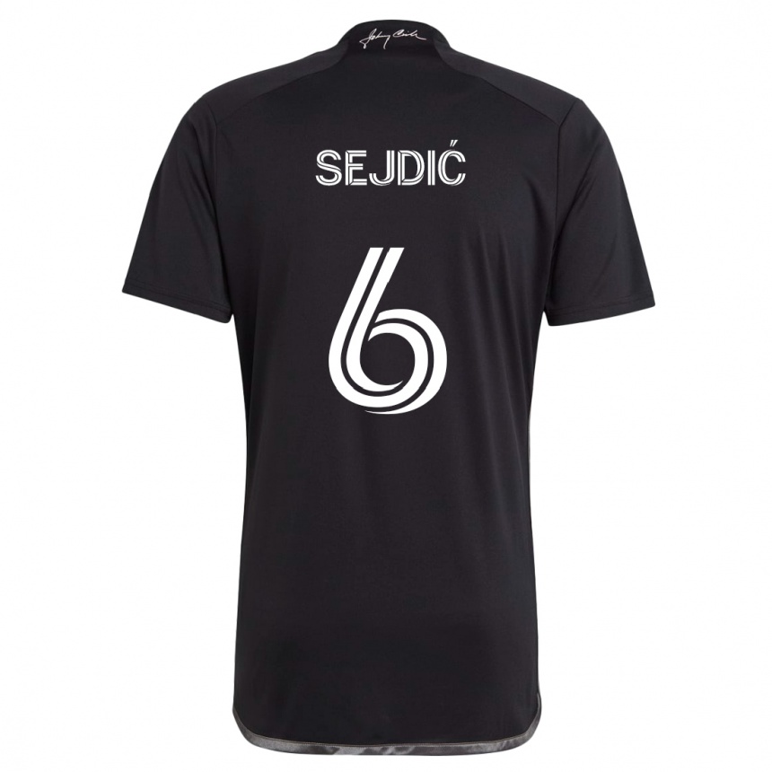 Kinder Fußball Amar Sejdić #6 Schwarz Auswärtstrikot Trikot 2024/25 T-Shirt Luxemburg