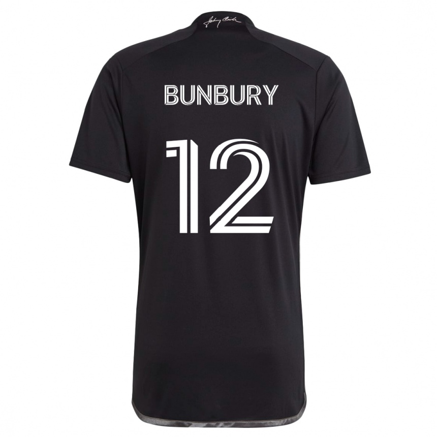 Kinder Fußball Teal Bunbury #12 Schwarz Auswärtstrikot Trikot 2024/25 T-Shirt Luxemburg