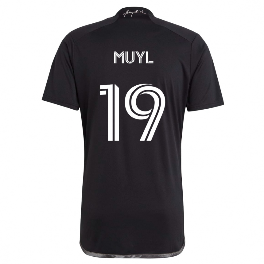 Kinder Fußball Alex Muyl #19 Schwarz Auswärtstrikot Trikot 2024/25 T-Shirt Luxemburg