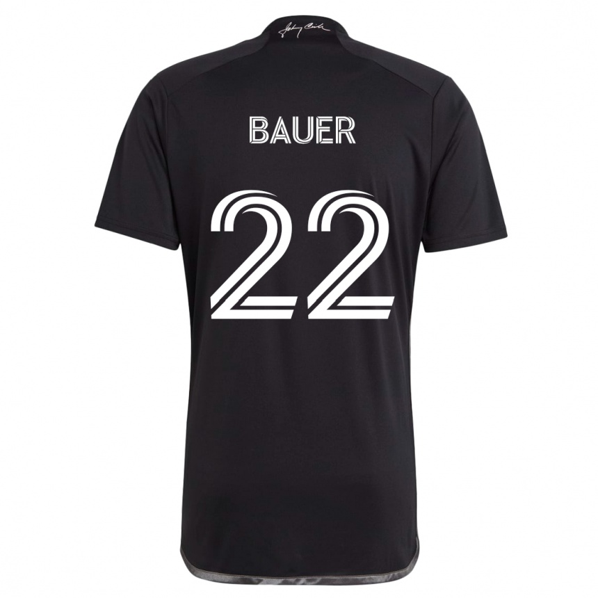 Kinder Fußball Josh Bauer #22 Schwarz Auswärtstrikot Trikot 2024/25 T-Shirt Luxemburg