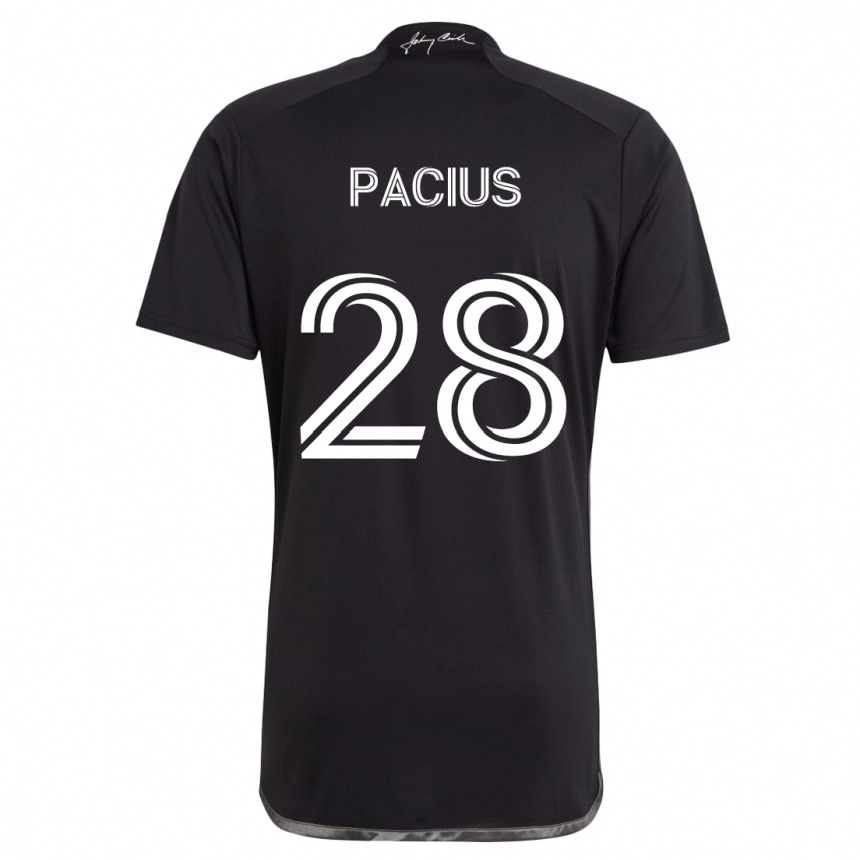 Kinder Fußball Woobens Pacius #28 Schwarz Auswärtstrikot Trikot 2024/25 T-Shirt Luxemburg