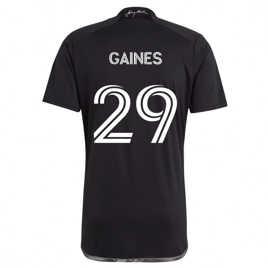 Kinder Fußball Julian Gaines #29 Schwarz Auswärtstrikot Trikot 2024/25 T-Shirt Luxemburg