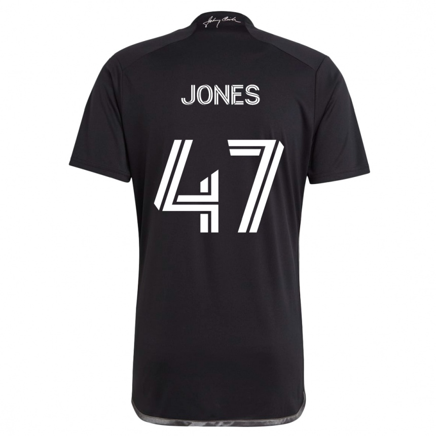 Kinder Fußball Isaiah Jones #47 Schwarz Auswärtstrikot Trikot 2024/25 T-Shirt Luxemburg