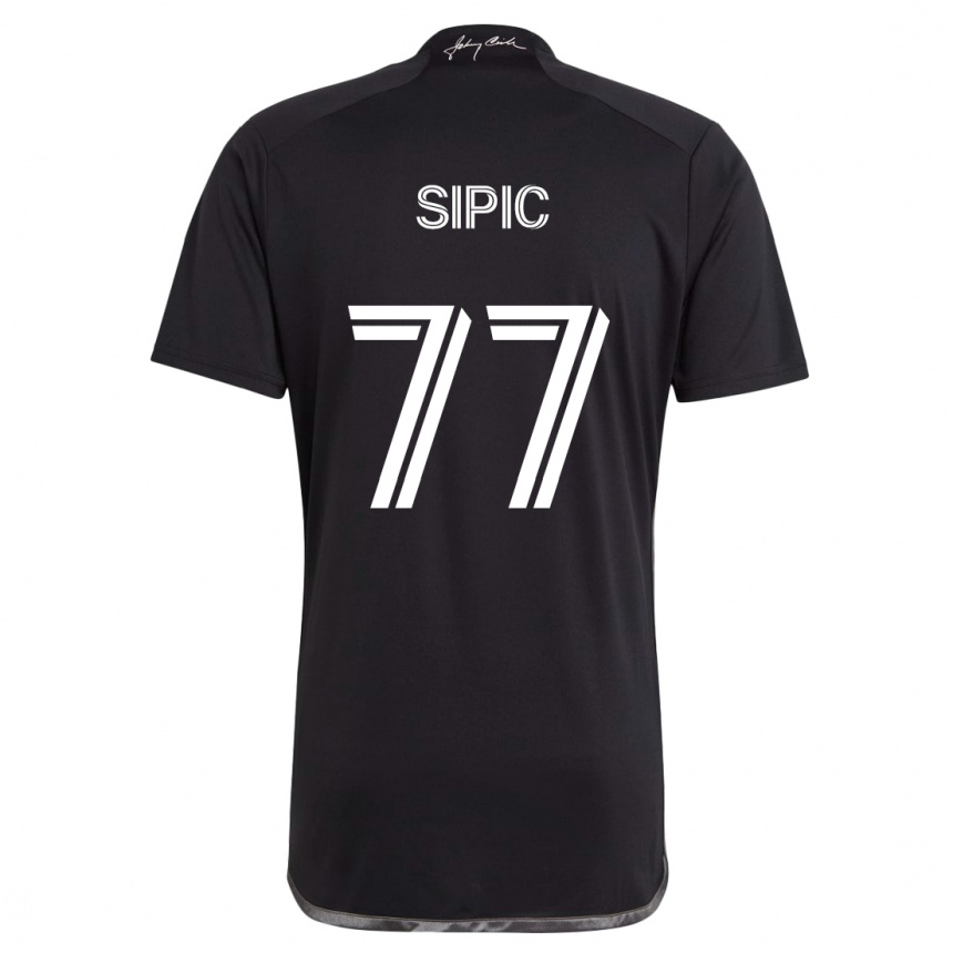 Kinder Fußball Adem Sipić #77 Schwarz Auswärtstrikot Trikot 2024/25 T-Shirt Luxemburg