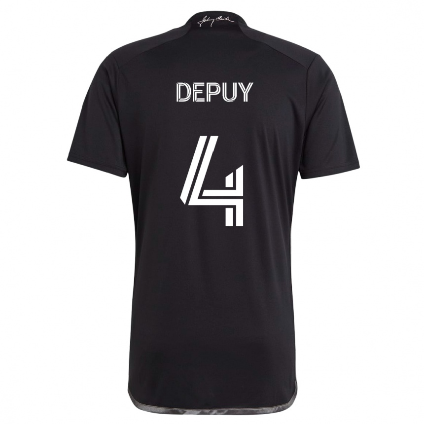 Kinder Fußball Nick Depuy #4 Schwarz Auswärtstrikot Trikot 2024/25 T-Shirt Luxemburg