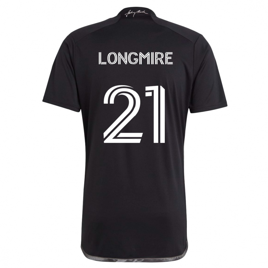 Kinder Fußball Ahmed Longmire #21 Schwarz Auswärtstrikot Trikot 2024/25 T-Shirt Luxemburg