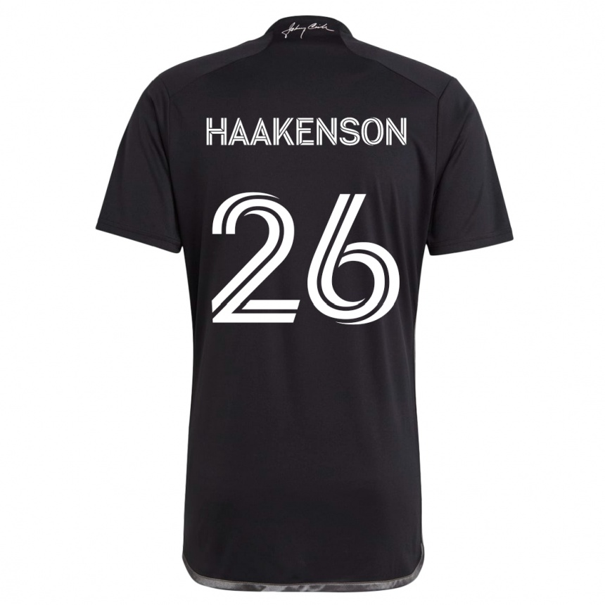 Kinder Fußball Luke Haakenson #26 Schwarz Auswärtstrikot Trikot 2024/25 T-Shirt Luxemburg