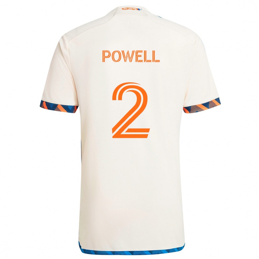 Kinder Fußball Alvas Powell #2 Weiß Orange Auswärtstrikot Trikot 2024/25 T-Shirt Luxemburg