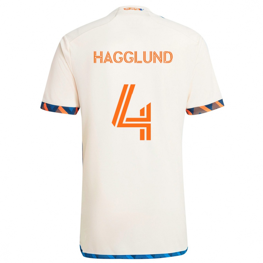 Kinder Fußball Nick Hagglund #4 Weiß Orange Auswärtstrikot Trikot 2024/25 T-Shirt Luxemburg