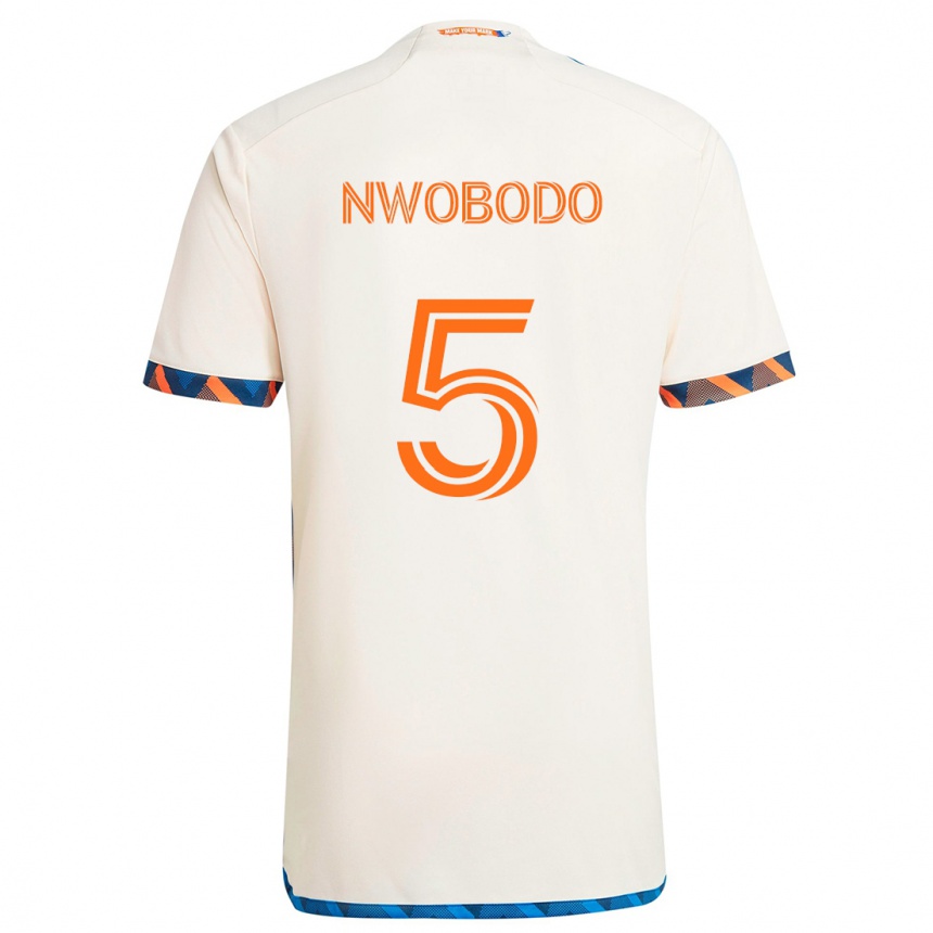 Kinder Fußball Obinna Nwobodo #5 Weiß Orange Auswärtstrikot Trikot 2024/25 T-Shirt Luxemburg