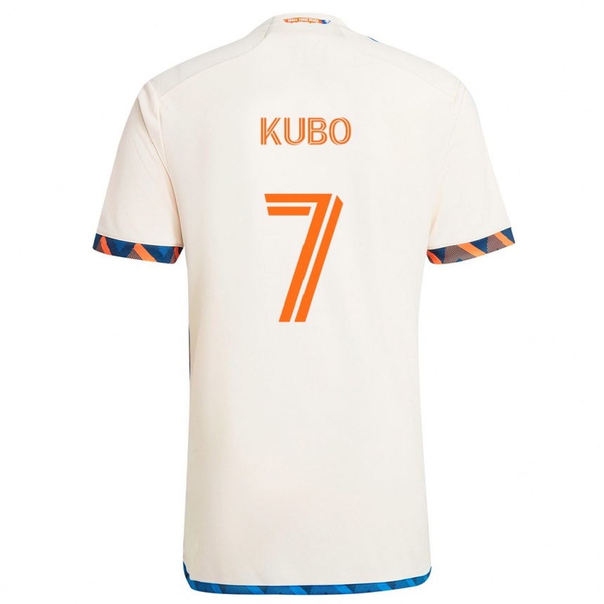 Kinder Fußball Yuya Kubo #7 Weiß Orange Auswärtstrikot Trikot 2024/25 T-Shirt Luxemburg