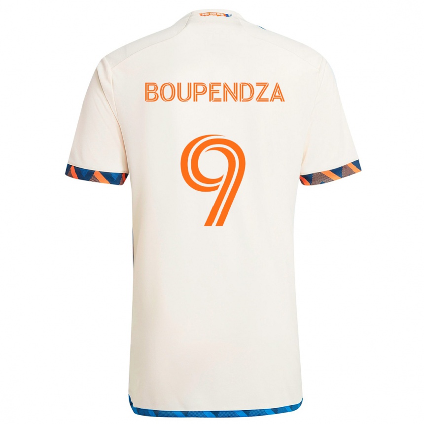 Kinder Fußball Aaron Boupendza #9 Weiß Orange Auswärtstrikot Trikot 2024/25 T-Shirt Luxemburg