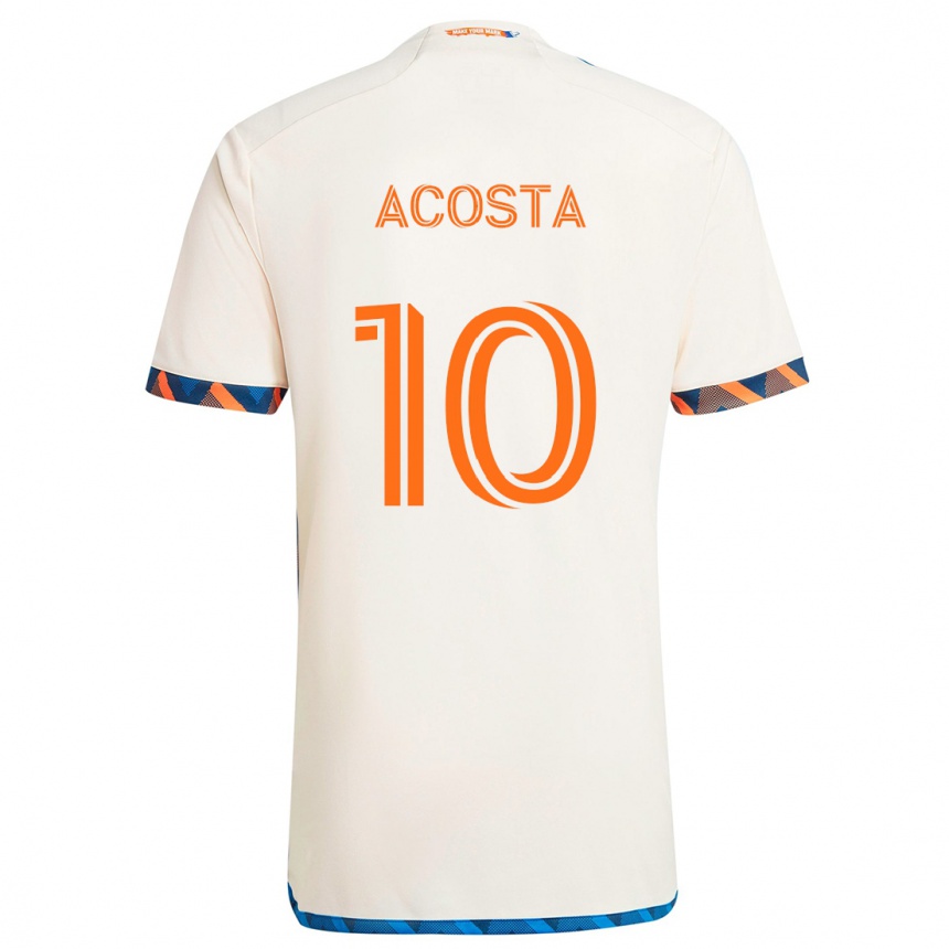 Kinder Fußball Luciano Acosta #10 Weiß Orange Auswärtstrikot Trikot 2024/25 T-Shirt Luxemburg