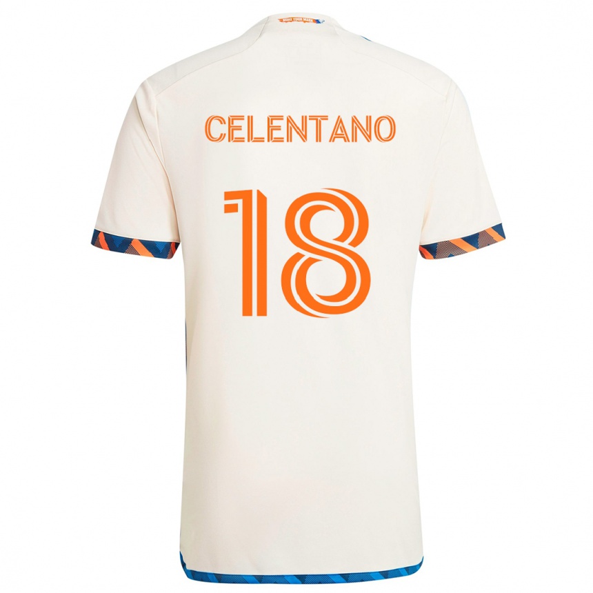 Kinder Fußball Roman Celentano #18 Weiß Orange Auswärtstrikot Trikot 2024/25 T-Shirt Luxemburg