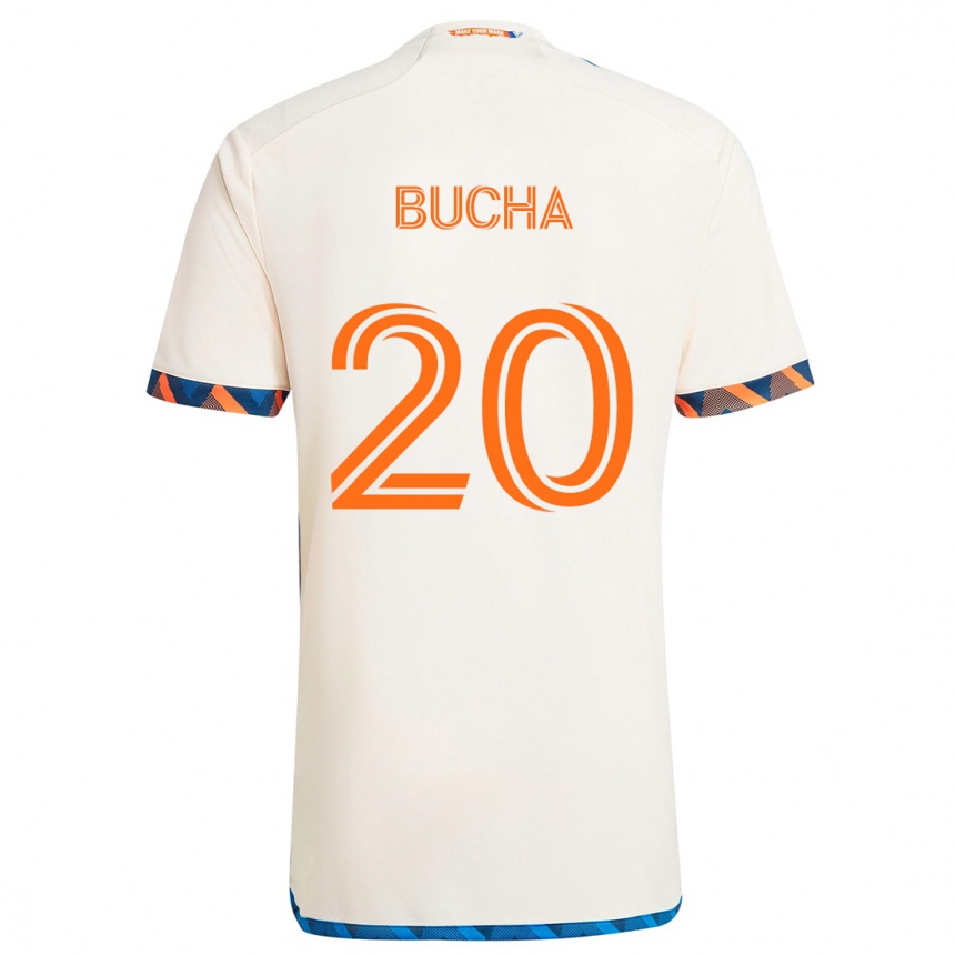 Kinder Fußball Pavel Bucha #20 Weiß Orange Auswärtstrikot Trikot 2024/25 T-Shirt Luxemburg