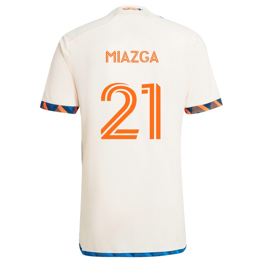 Kinder Fußball Matt Miazga #21 Weiß Orange Auswärtstrikot Trikot 2024/25 T-Shirt Luxemburg