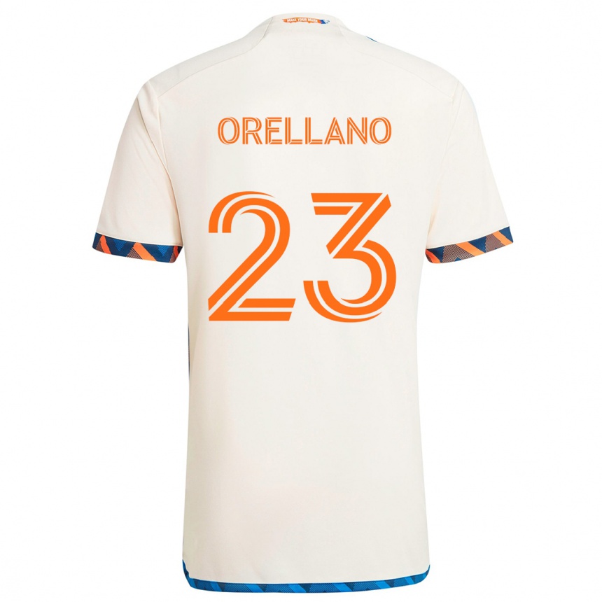 Kinder Fußball Luca Orellano #23 Weiß Orange Auswärtstrikot Trikot 2024/25 T-Shirt Luxemburg