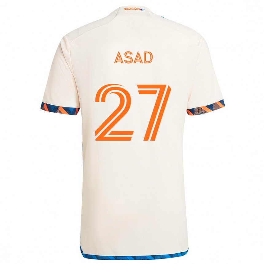 Kinder Fußball Yamil Asad #27 Weiß Orange Auswärtstrikot Trikot 2024/25 T-Shirt Luxemburg